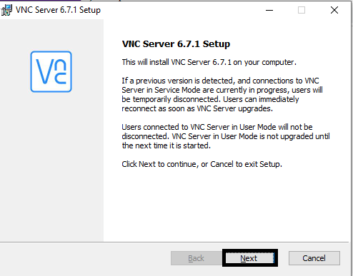 VNC server on windows